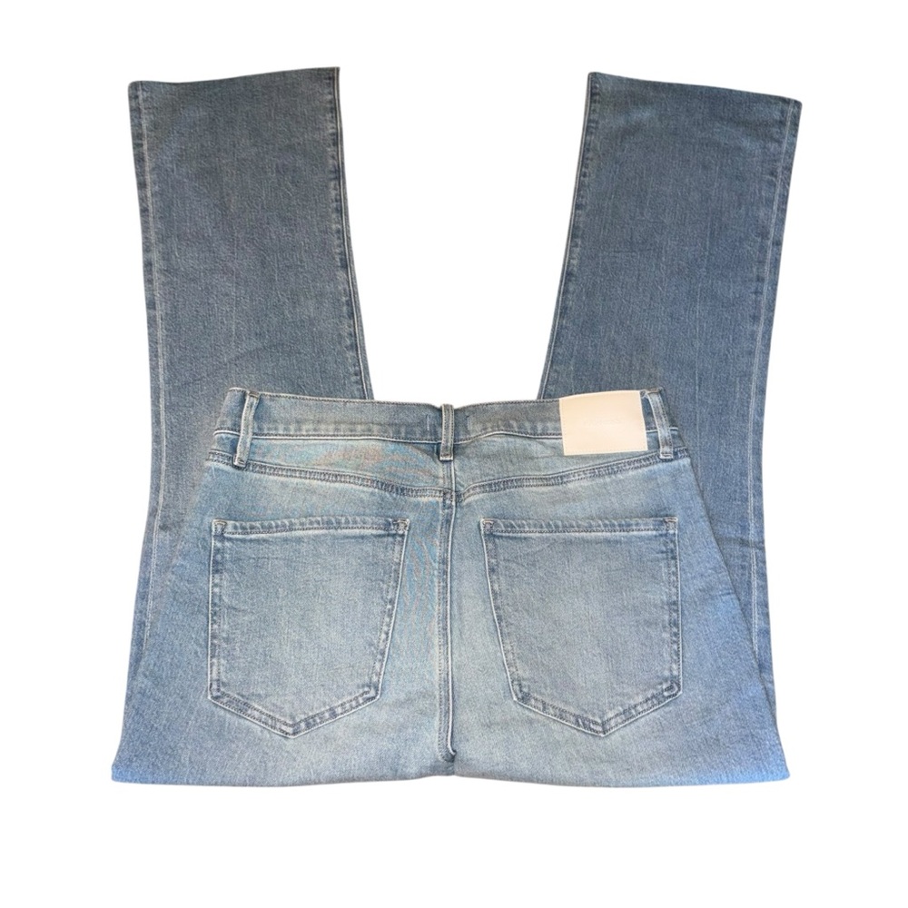 Express Cropped Flare Light Wash High Rise Raw Hem Stretch Jeans Size 12 Long - Picture 6 of 13